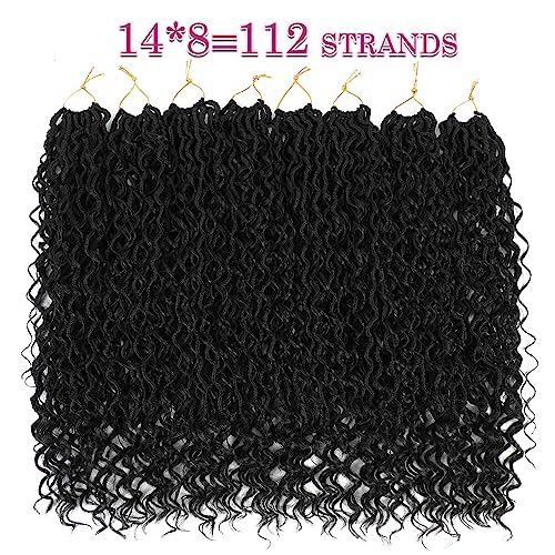 Image of 8 Packs Goddess Faux Locs Crochet Hair for Black Women, Natural Black