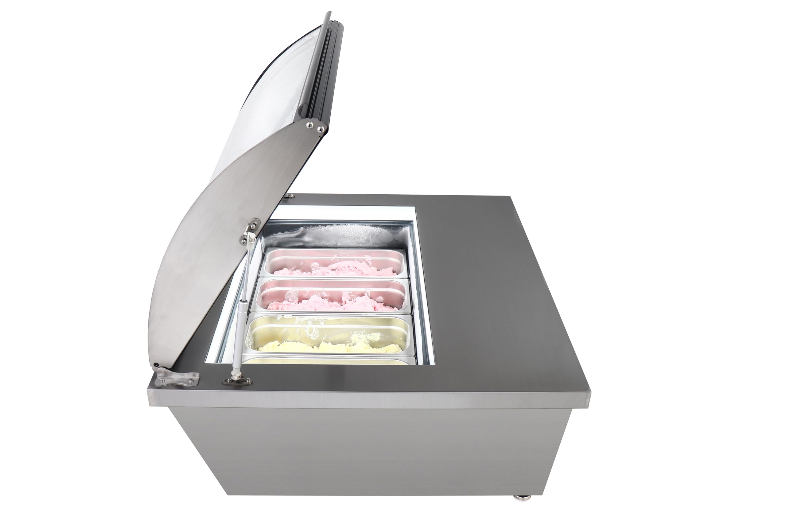 METRO Professional Vitrina de Sobremesa para Helados GIV1087C, 86.7x73.5x44.6 cm, 20 L, 4 Cestas, Tapa de Vidrio, Plata