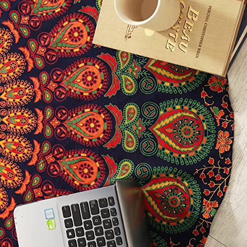 Popular Handicrafts Round Tapestry Wall Hanging Ombre Hippie Mandala Bohemian Hippy Intricate Indian Tapestries Tablecloth 50 Inches (127Cm) Blue Yellow #TOP2