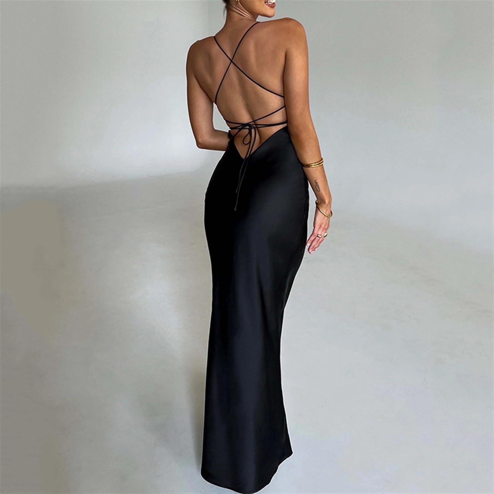 black strappy evening dress Shop Black Strappy Pleated Maxi Dress - for Women | OUTZIDR main image 0