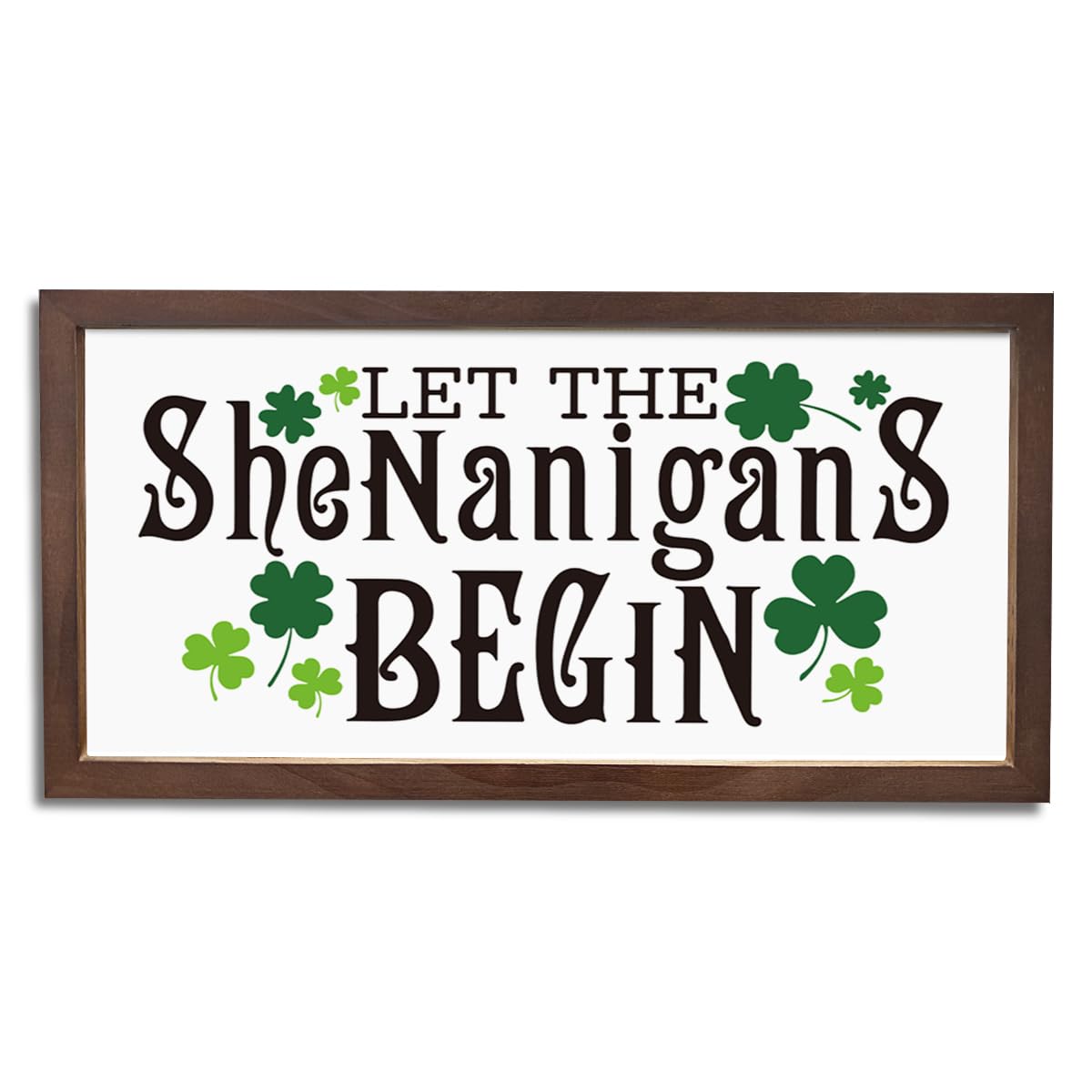 Let the Shenanigans Begin Sign, Hanging St. Patrick's Day Wooden Decor, Farmhouse Artwork Home Office Decor for St. Patrick's Day Holiday, Irish Gift, 15×7.5×0.3 inches