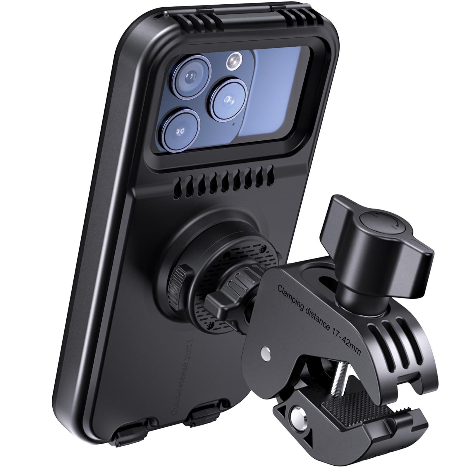 Support Téléphone Moto Etanche [Déverrouillage Rapide en 1S] Support Téléphone Vélo Rotation à 360° Porte Telephone Scooter de Guidon avec Ecran Tactile pour Téléphone Jusqu' à 6,9"