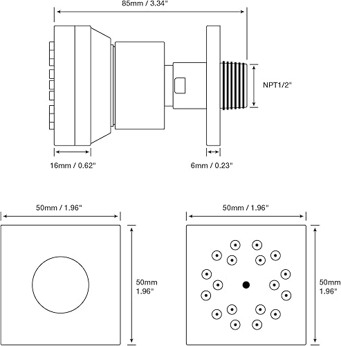Miniatura 7 de Boquilla de masaje de baño giratoria de latón con 2 funciones, montaje en pared, oro cepillado, 4 paquetes