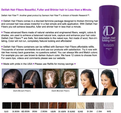 AUBURN color Delilah Best Hair Loss Concealer Building Fibers CONTAINER With 25grams USA Also Fits Spray Applicators