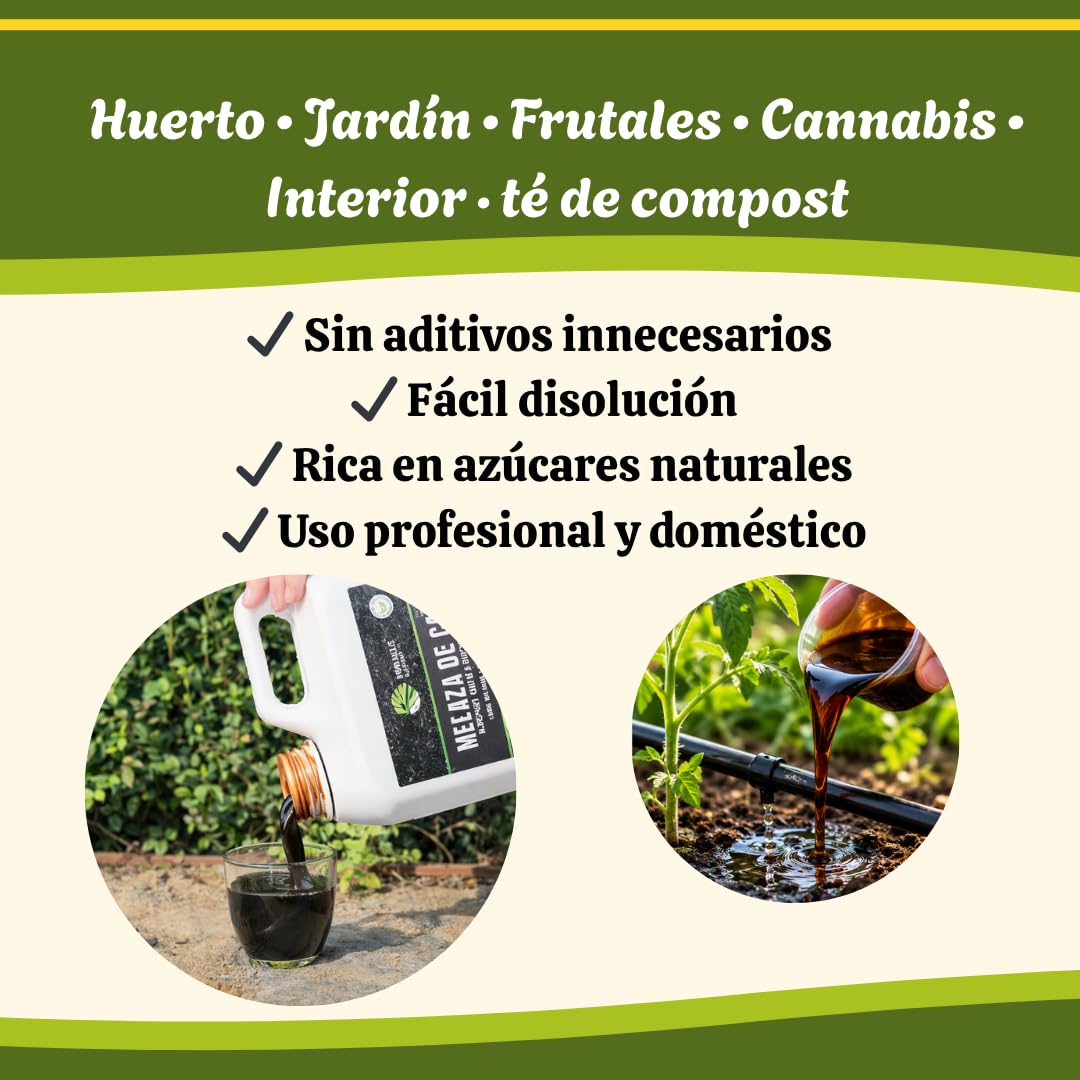 MELAZA POBALLE para COMPOST – Cultivo, cosechas y plantas. Garrafa de 2,5 kg de MELAZA de Remolacha de alta pureza.