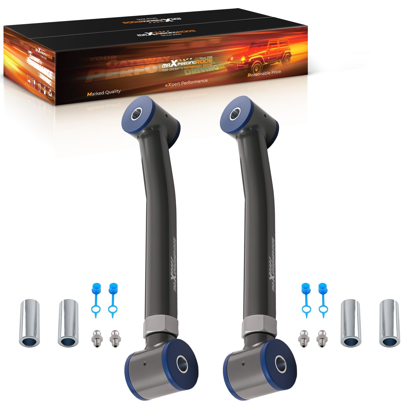 maXpeedingrods 2 x wahacz przedni dolny z regulowaną kierownicą do Jeep Wrangler TJ 1997-2006 Grand Cherokee ZJ 1993-1998 XJ