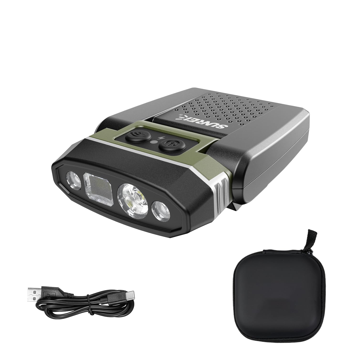 SUNREI 1800mAh Rechargeable 300 Lumen LED Headlamp with Motion Sensor, 5 Light Modes, 120° Rotatable Clip-On Hat Light with Headband, Type-C Port, Ideal for Running, Camping, Hiking, and Work-image-7