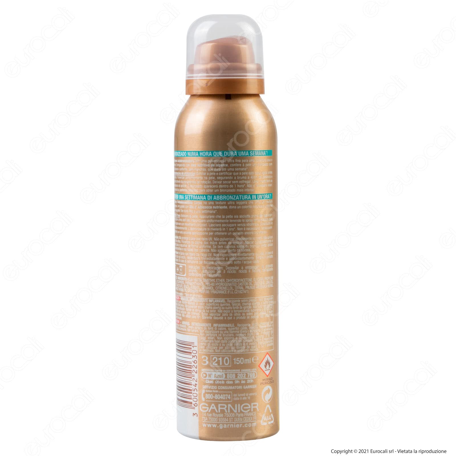3x Garnier Ambre Solaire Natural Bronzer Spray Autoabbronzante con Olio di Albicocca Nutriente - 3 Flaconi da 150ml ognuno