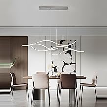 Luminária pendente LED regulável em altura ajustável 120 cm mesa de jantar pendente abajur moderno ondas lustre para sala de jantar cozinha sala de estar com lustres de controle remoto (ouro, 2