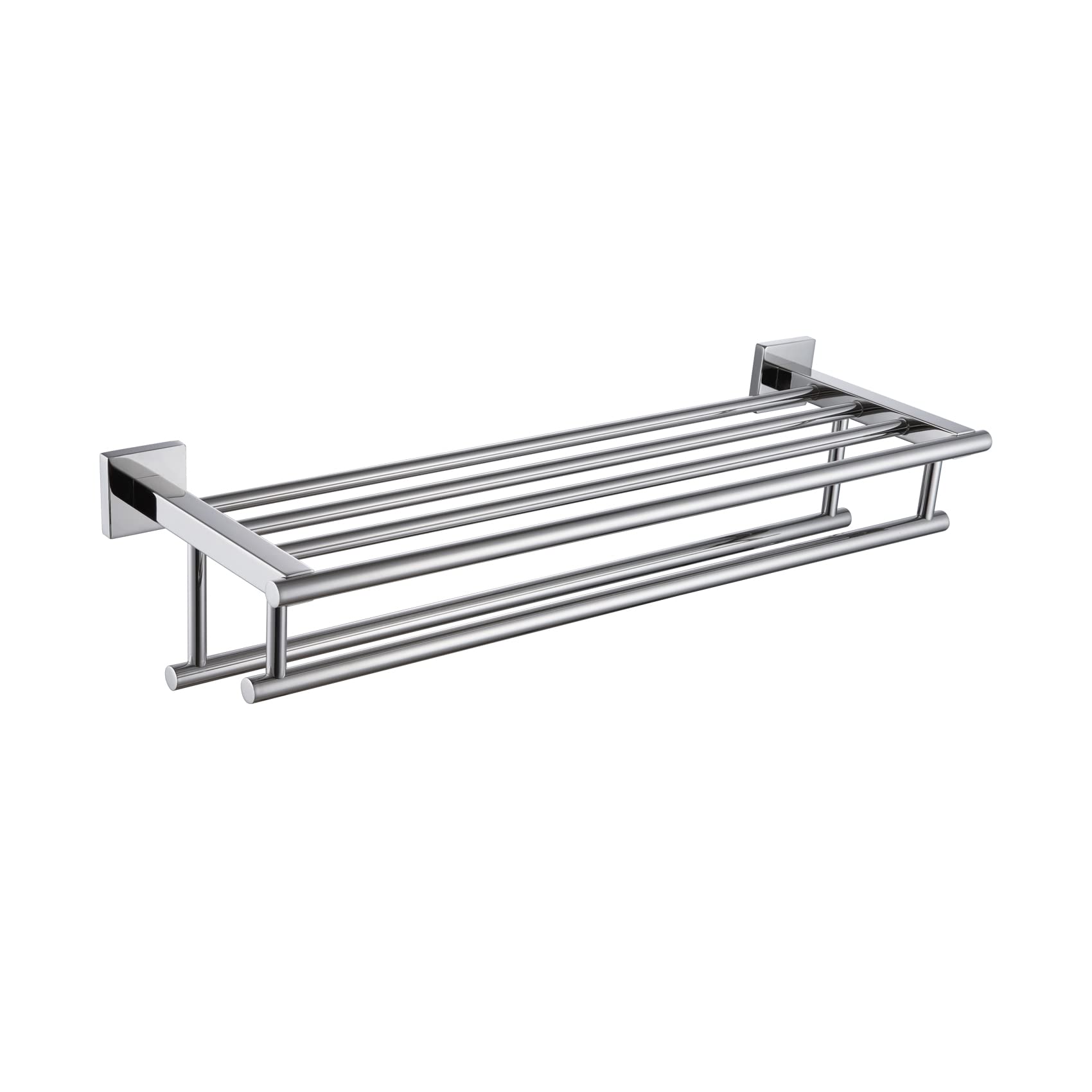 KOKOSIRI Bath Towel Rail Bathroom Towel Rack Towel Holder 24 Inch Towel Shelf with Double Towel Bars Wall Mounted SUS 304 Stainless Steel, Polished Chrome, B6005CH-L24
