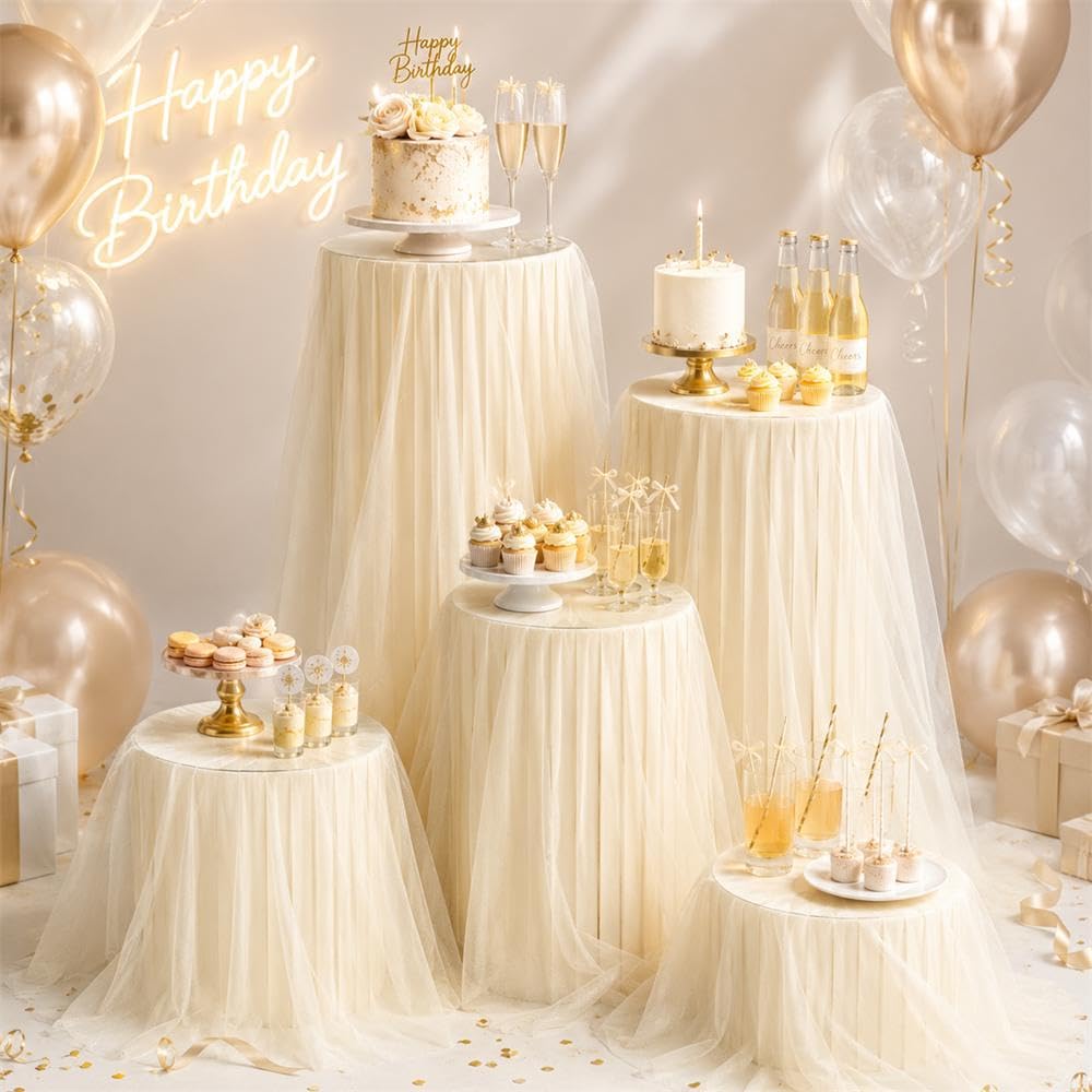 Lot de 5 supports cylindriques pour fête avec disque acrylique
