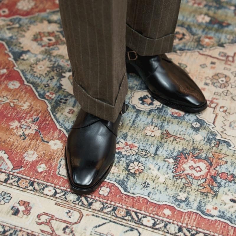 Men's Fashion Genuine Leather Wingtip Dress Oxford Shoes Casual Non-Slip Low Block Heel Work Shoes2