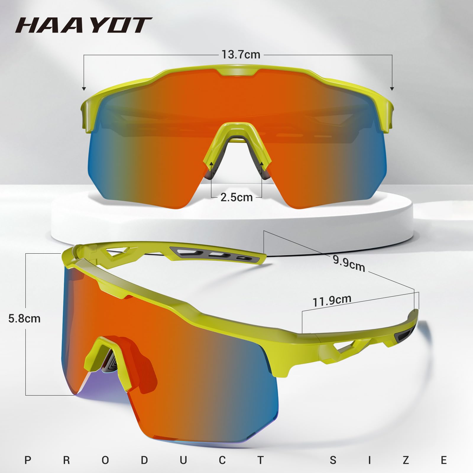 HAAYOT Occhiali da Ciclismo Polarizzati per Uomini Donne Sport Occhiali da Sole con 5 Lenti TR90 Telaio Mountain Bike Occhiali MTB Occhiali Corsa Pesca 5