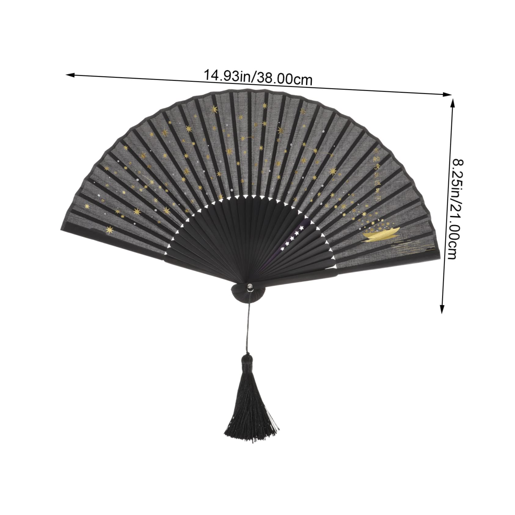 Folding Hand Fan with Delicate Pattern Chinese Style Portable Lightweight for Weddings Parties Dancing and Travel Elegant Bamboo Design with Tassel