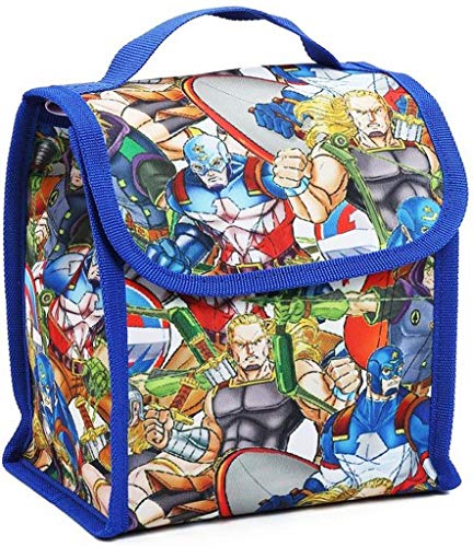 Kit Conjunto Mochila Mega Heroes Costa Infantil Menino Grande + Lancheira Térmica + Estojo Simples +