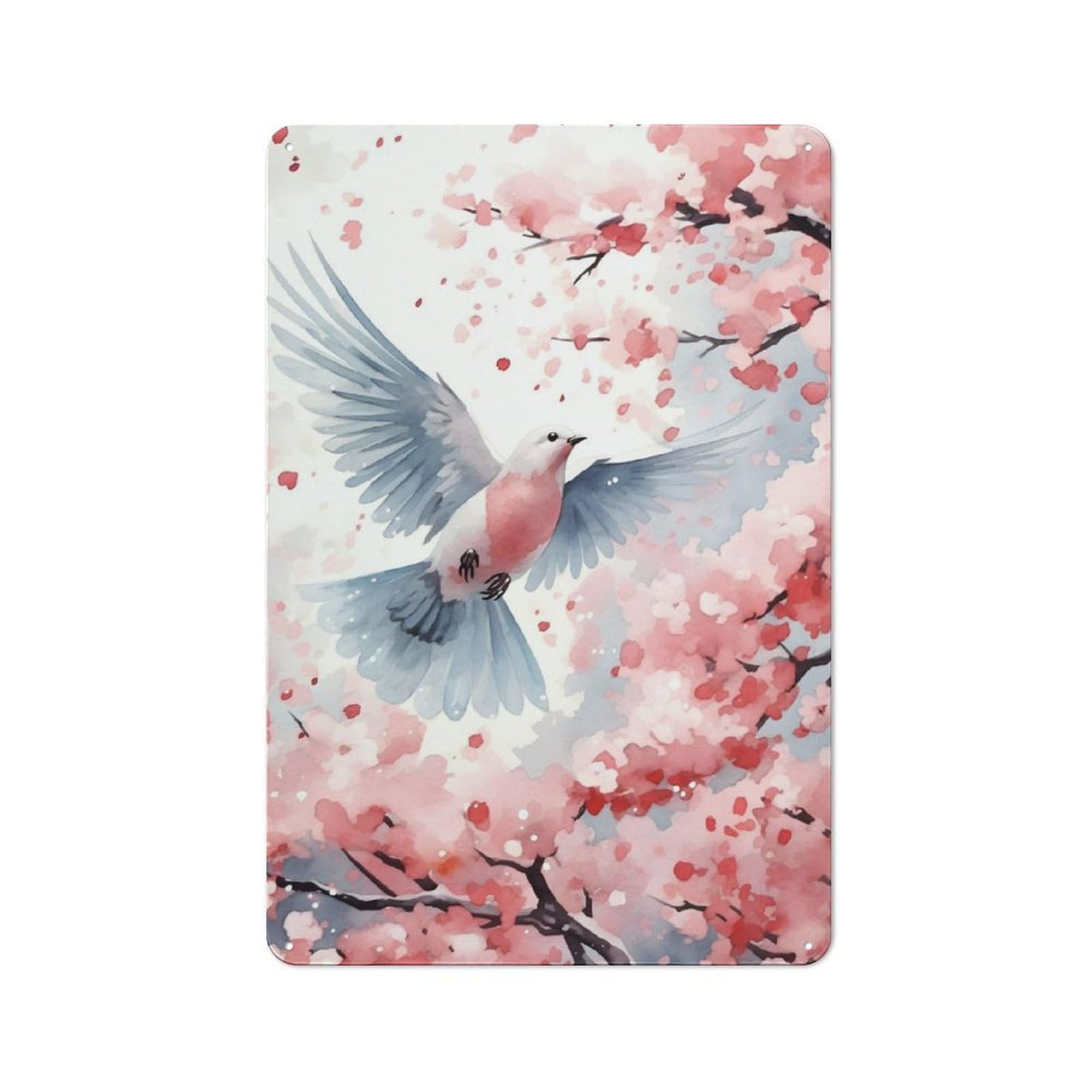 Junmoney Dove Cherry Blossom Metal Sign 30X20cm With For Hallway Wall, Retro Decor, Suited To New Home Decorators