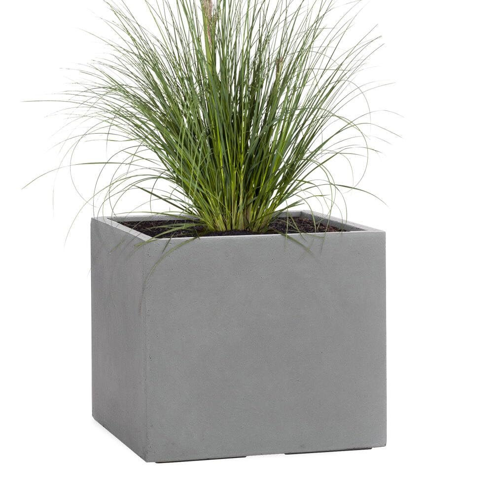 Pflanzwerk® Pflanzkübel Fiberglas Cube Grau 3er-Set 23cm + 28cm + 34cm *Frostbeständig* *UV-Schutz* *Qualitätsware*
