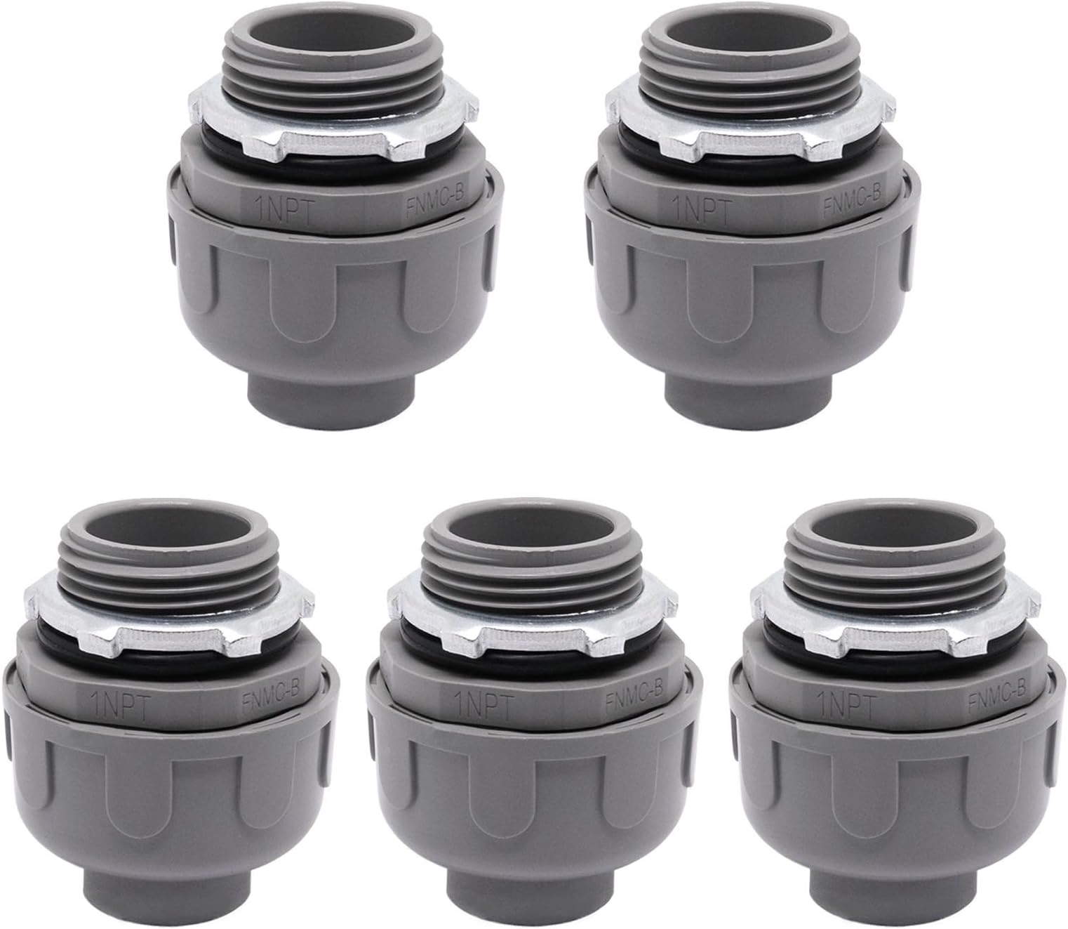 BENLIUDH Non-Metallic Liquid Tight Conduit Connector, Flexible Conduit Fittings Electrical PVC Fittings (1 inch, 5pcs)