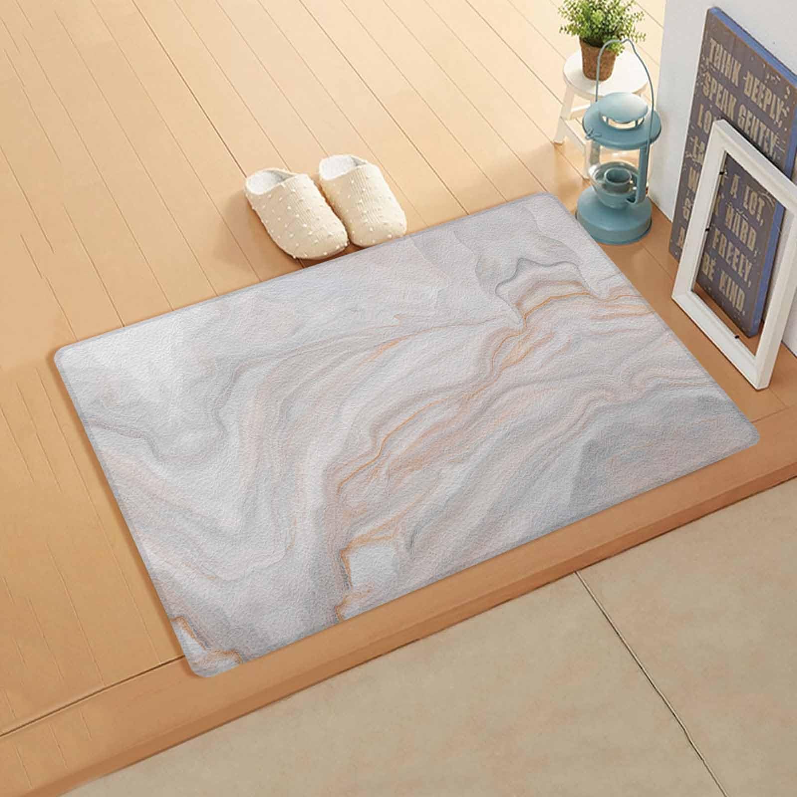 Abstract Marble Kitchen Bath Door Mat Cushioned Runner Rug,Washable Welcome Floor Sink Antifatigue Mat,Waterproof & Non-Slip Comfort Standing Doormat,Modern Gradient Marbling Luxury Art 20