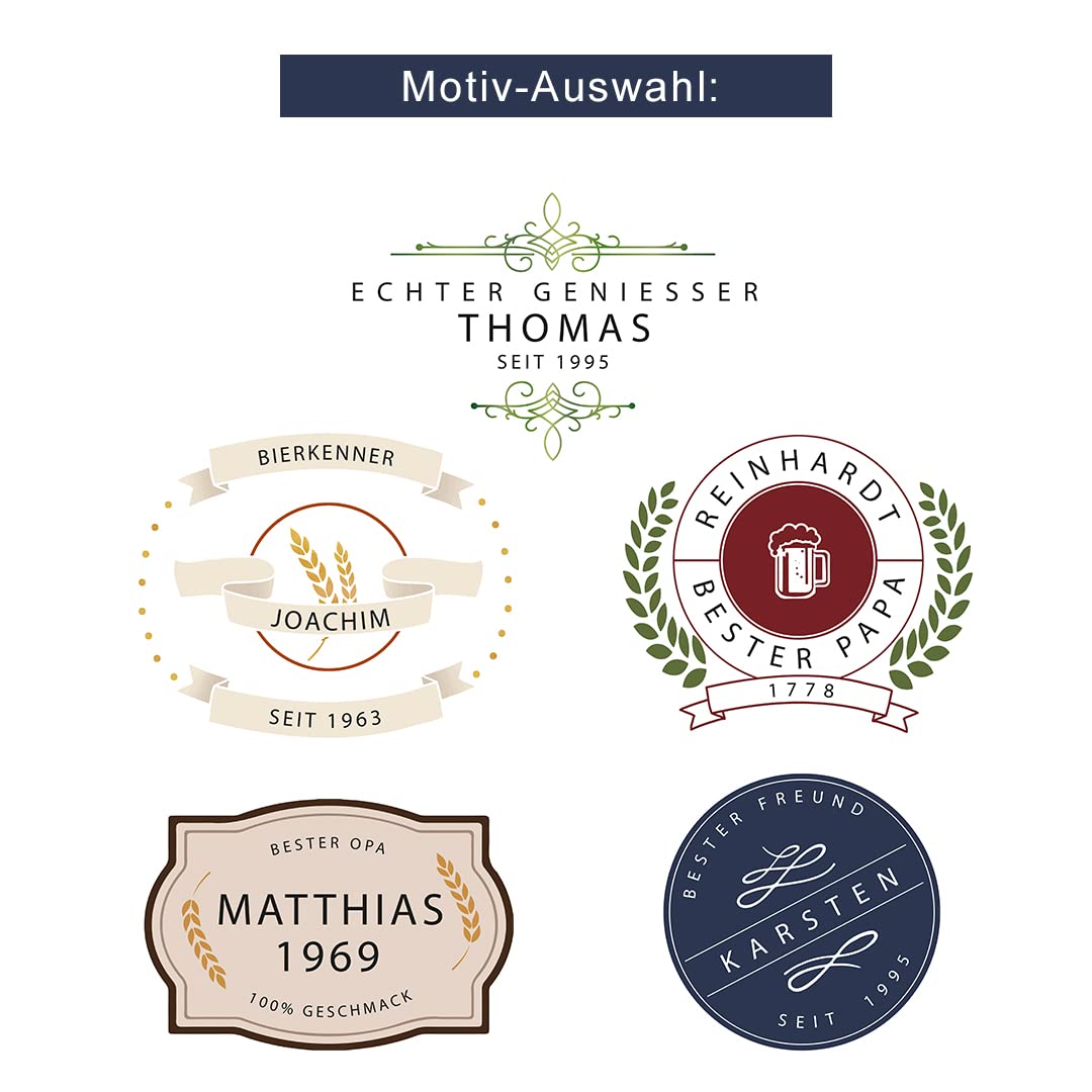 LOOXIS Personalisierter Bierkrug mit Namen & Motiv bedruckt – 500 ml, Keramik, ca. 680 g, versch. Motive – Geschenkidee Männer, Vatertag, Bierliebhaber, Geburtstag