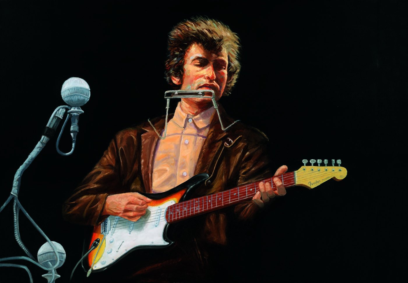 Tallenge - Music and Musicians Collection - Bob Dylan Painting - Bob Dylan At Newport - Small Size Unframed Rolled Canvas Art Print For Home And Office D�cor (8x12 inches)