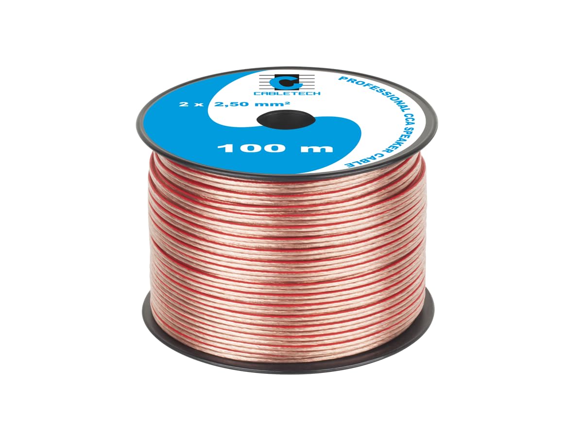 CABLETECH 2 x 2,50 mm kabel do głośników CCA 100 m szpula