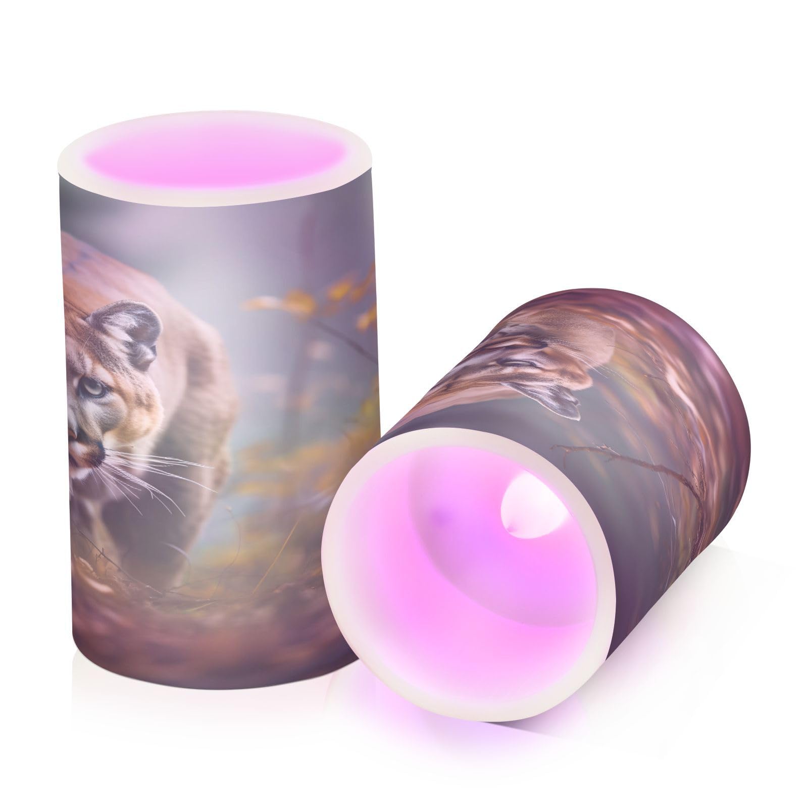 ALAZA Cheetah (8) Flickering Flameless Candles Battery Operated with Remote Timer,Tea Light Candles LED Pillar Votive Candles Set of 2 for Outdoor Indoor Decorations