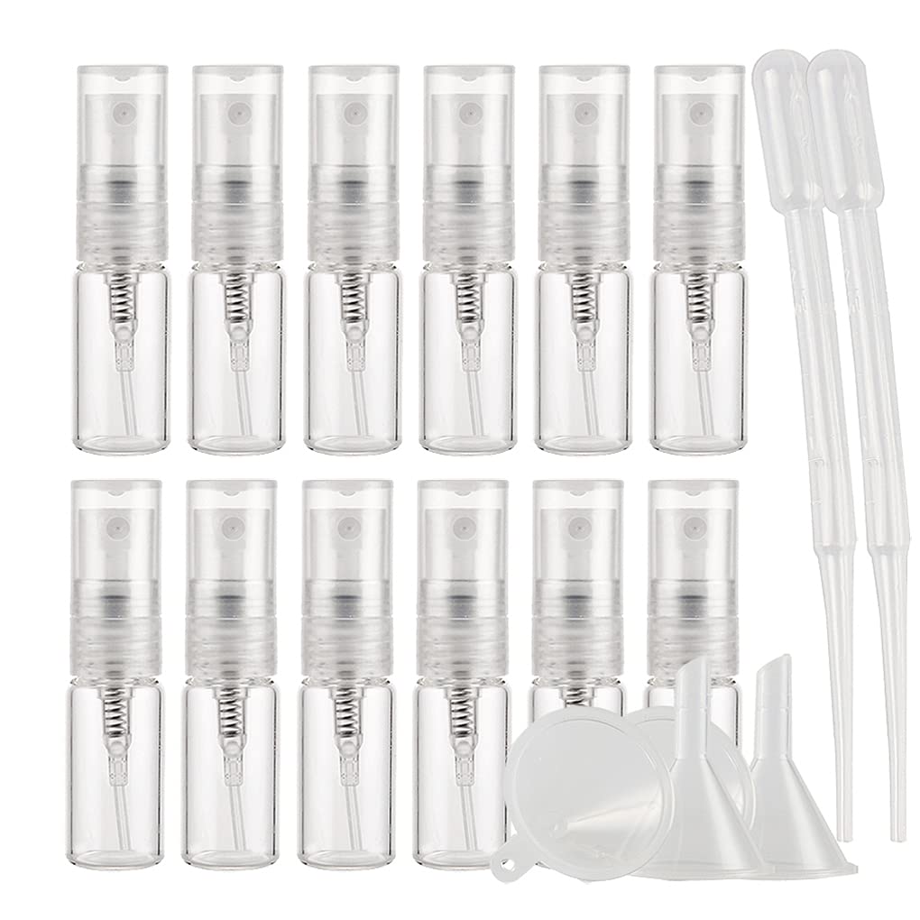 Tianzd Transparent Pack Of 50 Empty 3Ml Clear Glass Fine Mist Pump Spray Bottles Travel Mini Portable Spray Perfume Cosmetic Containers Sample Vials Refillable With Funnel And Dropper