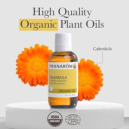 Miniatura 4 de Pranarom - Aceite orgánico de planta virgen de caléndula francesa certificada por USDA - Botella de vidrio de 2 onzas líquidas - Aceite calmante