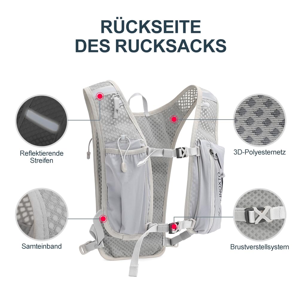 INOXTO Sport Wasserbeutel Weste Mit 1.5l Trinkblasen Running Weste Rucksack FüR Outdoor Wandern Trail Marathon Radfahren Rennen Camping MäNner Und Frauen