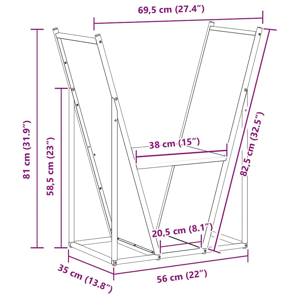 Brennholzregal Olivgrün aus kaltgewalztem Stahl 69,5x35x81 cm, Feuerholzständer mit großer Traglast, Holzkorb zur Scheitholzablage für Kamin, Ofen, Terrasse, Garten, Innen- und Außenbereich