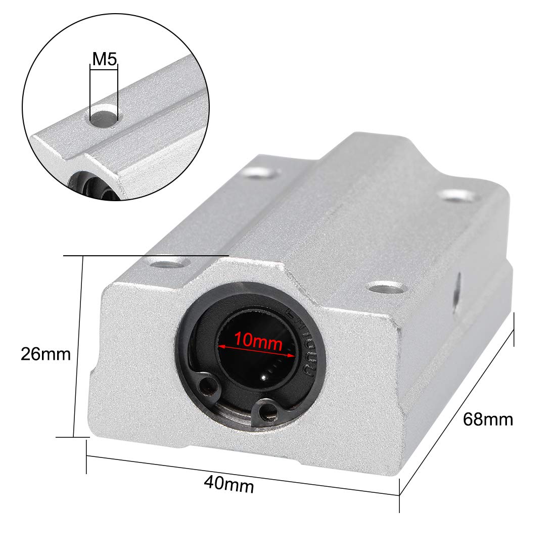 uxcell SCS10LUU Linear Ball Bearing Slide Block Units Extra Long, 10mm Bore Dia 1Pcs