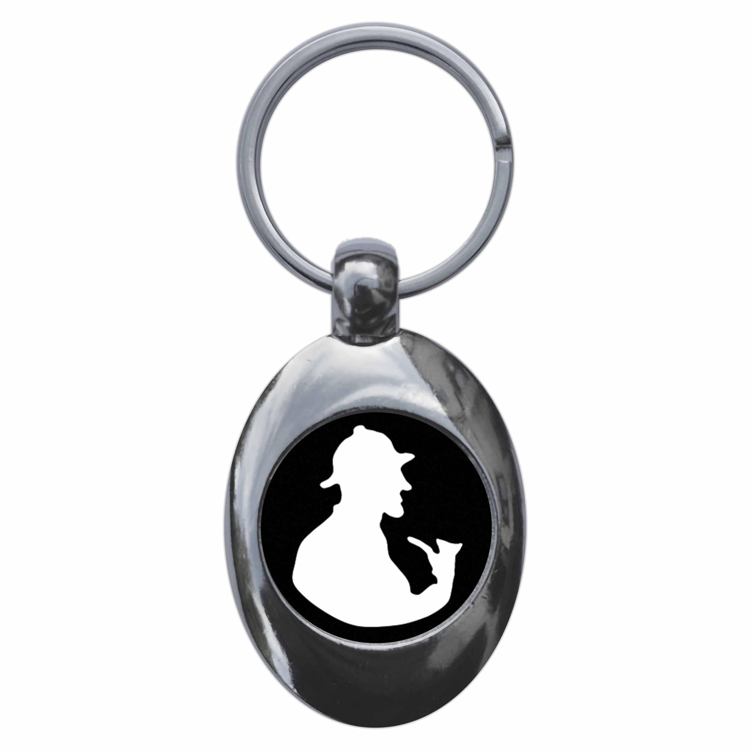 Ozorath Unisex Multicolour Sherlock Holmes Silhouette Keyring Keychain Key Ring Chain With Trolley Coin