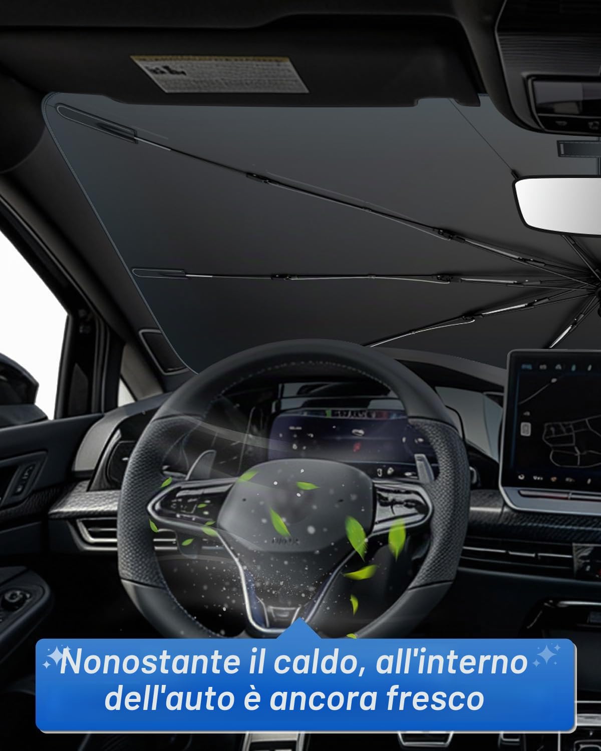 SHAOHAO Compatibile con VW GOLF8 Mk8 GOLF8.5 2020-2026 Parasole per auto Parasole per parabrezza Facile da riporre Maniglia con cordino Protezione UV Accessori parasole