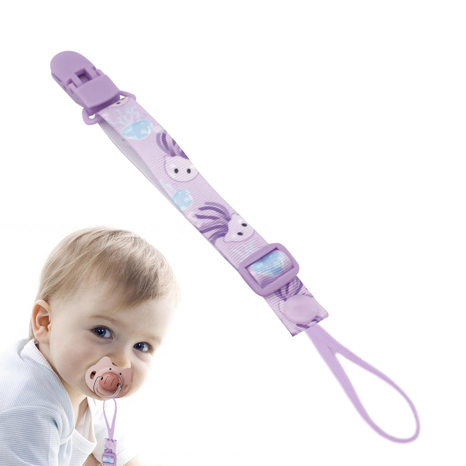 Pacifier Clip - Soother Holder with Silicone Beads | BPA Free, Adjustable Strap for Teethers, Pacifiers Toys, Safe Stylish Accessory for Adjustable and Versatile Strap — view 8
