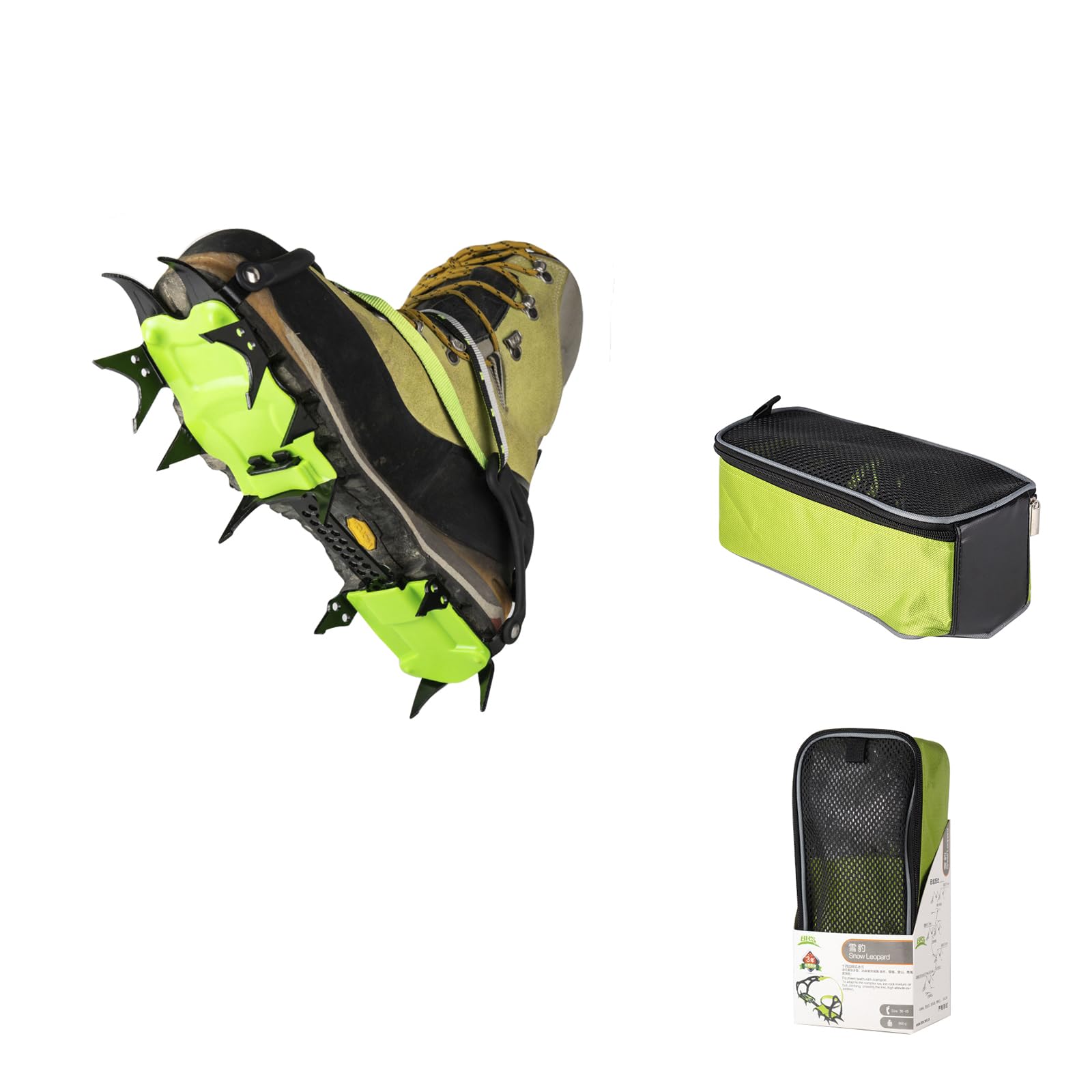 BRS-S1 Paire de crampons d'extérieur 14 dents pour ski, glace et glacier, dispositif de traction antidérapant pour la marche, la randonnée, l'alpinisme, le trekking