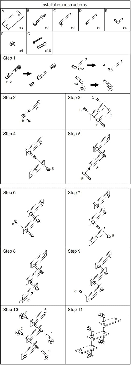 SaiDuoDuo Wooden Floating Shelves, 3-Tier Industrial Pipe Wall Mount Shelves, Rustic Shelves, Wall Mounted Book Shelf, Wall Shelves, for Kitchen, Living Room Decor Home Accessories 9 61Nk5WzTkyL. AC SL1500