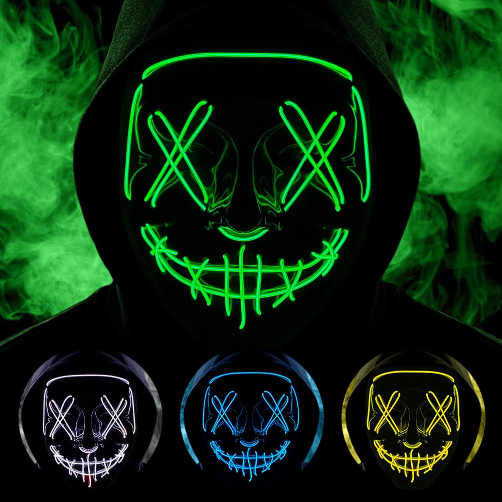 Halloween Masks, Horror Smiles LED Mask, Anonymous Neon Mask
