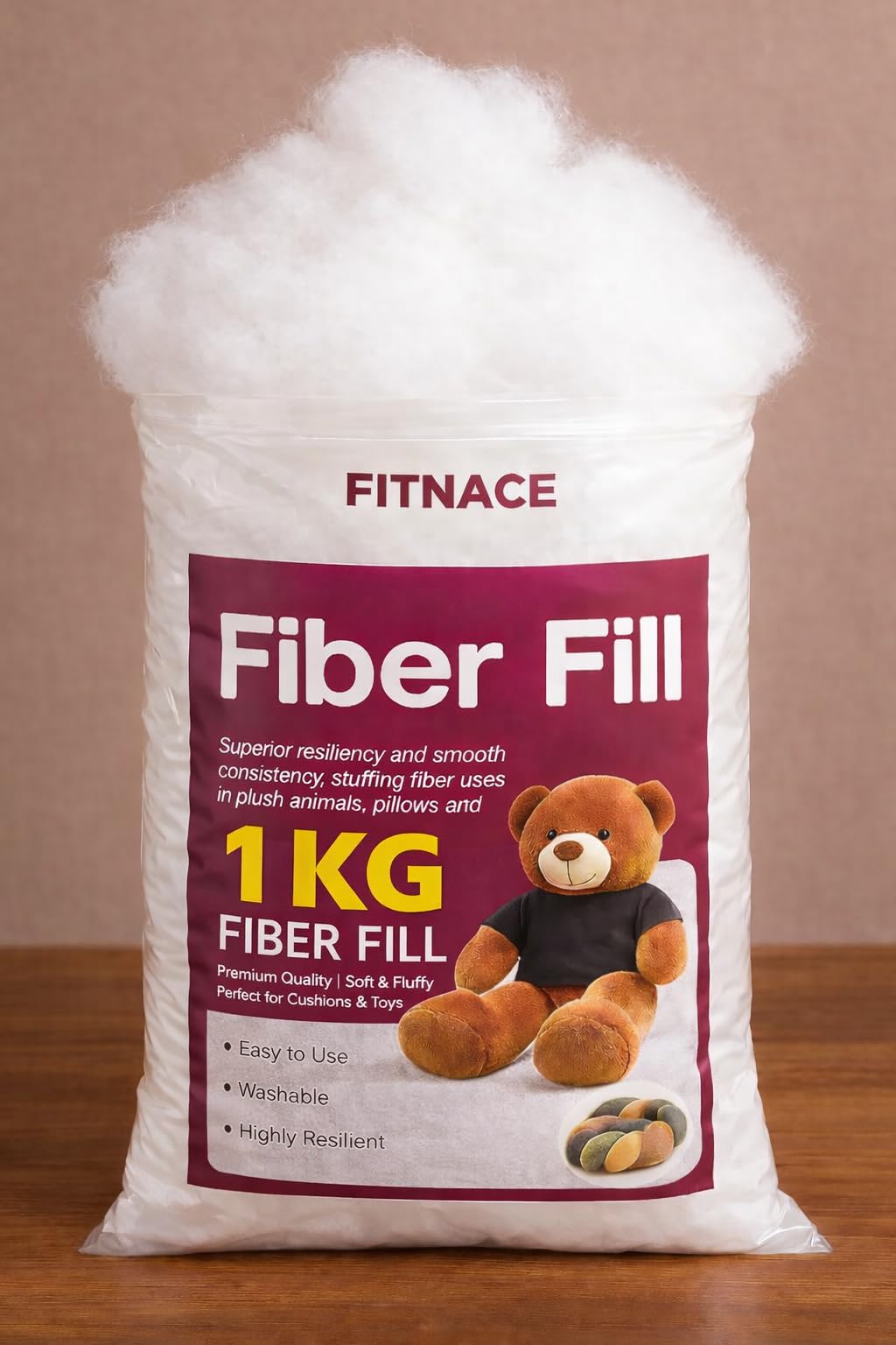 Soft Fiber 1kg | Racron Polyester Fibre 1 Kg Synthetic Cotton Filling for Cushion, Pillow, Teddy Bear, Toy Stuffing (1000gm)-image-12