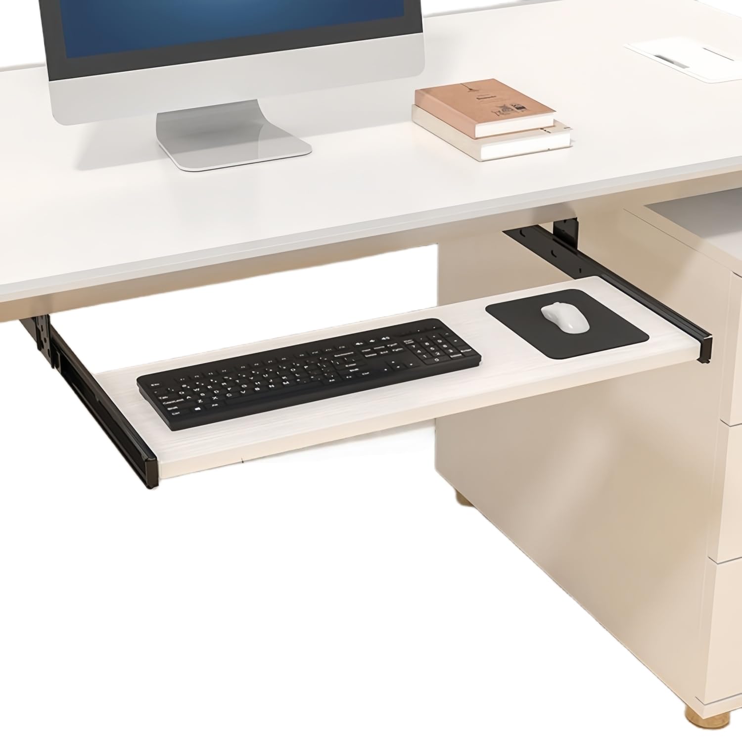 デスク下キーボードトレイ 引き出し式キーボード&マウス Amazon | デスク下コンピュータキーボードトレイ - マウスとキーボード
