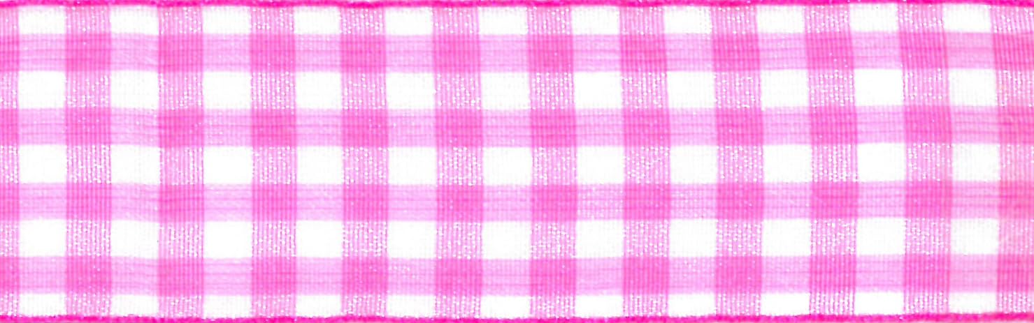 Berisfords Sheer Gingham, Shocking Pink, 25mm