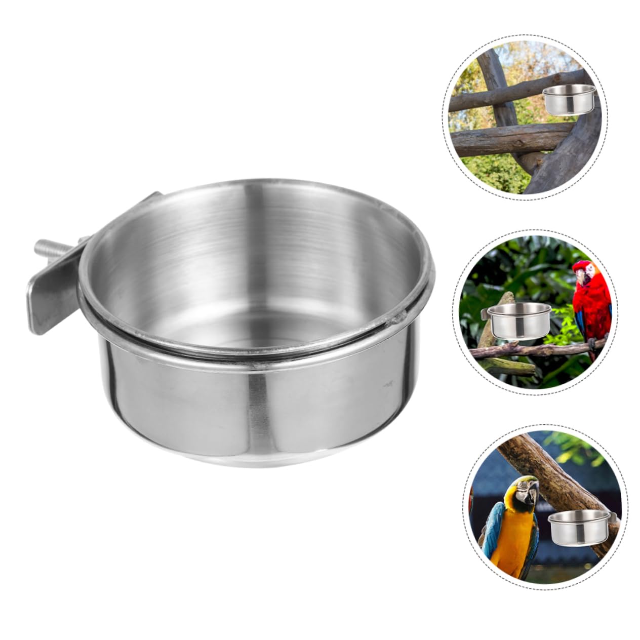 Set 4Pezzi Accessori per Pappagalli in Metallo Inossidabile Argento, Mangiatoie per Pappagalli Design Anti-Chew e Resistenti alla Ruggine per Gabbie