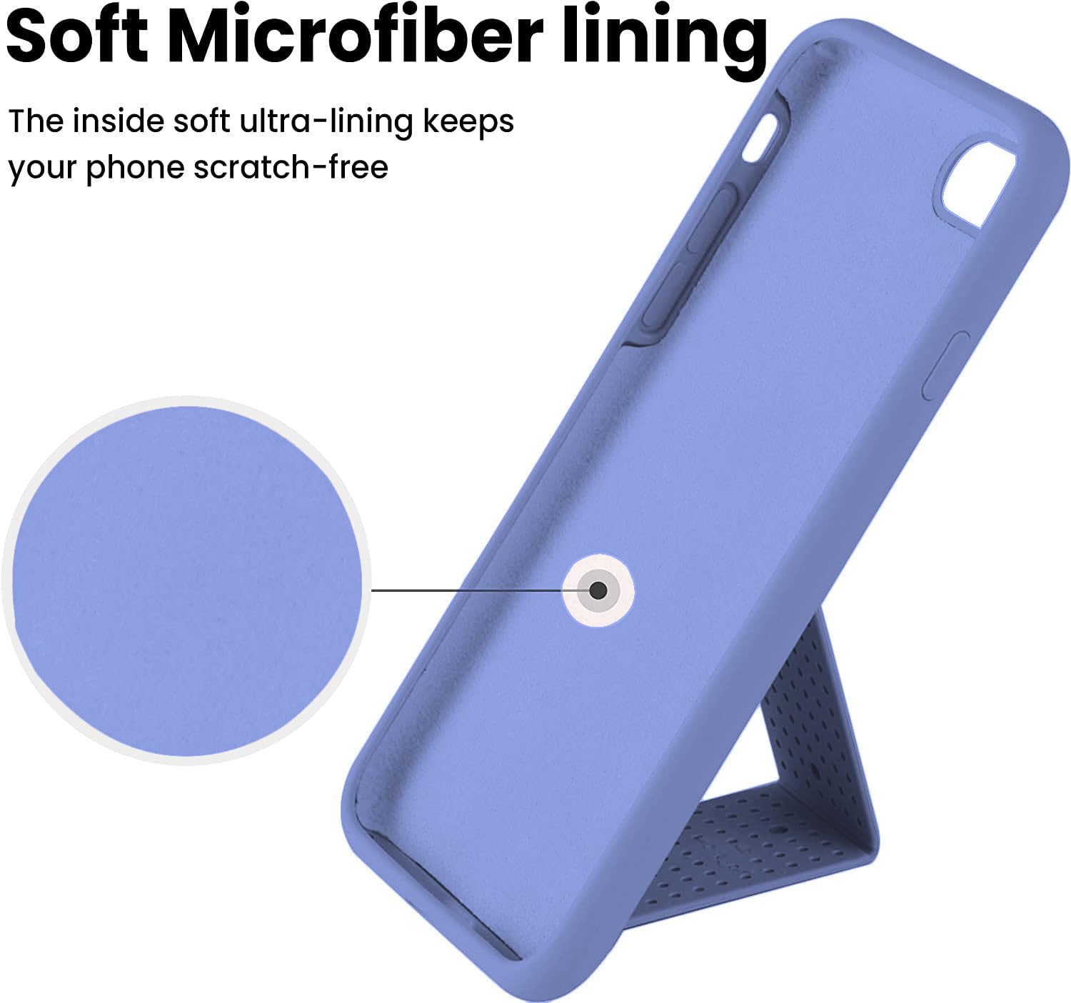 LAUDTEC - Funda de silicona compatible con iPhone 7/8/SE, soporte vertical y horizontal, correa de mano de metal, funda flexible de silicona líquida suave para iPhone 7/8/SE (morado)