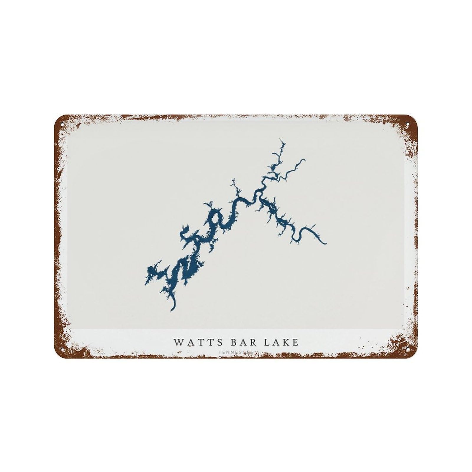 xiaoxiaoshen Watts Bar Lake Map Tennessee Wall Decor Art Metal Tin Poster Modern Home Decor Art Home Bar Shop Decorations Vintage Sign 20x30cm