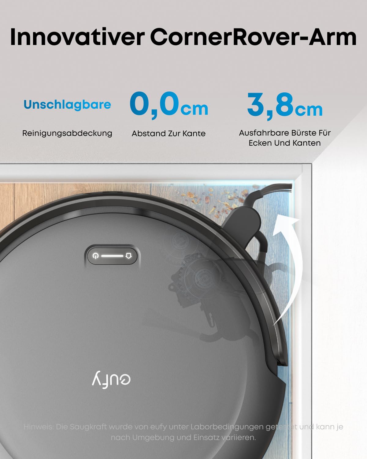 eufy C10 Saugroboter mit Automatischer Absaugstation, 7,2cm Ultraflaches Design, Teppichreinigung, Ausfahrbare Seitenbürste für Ecken, Automatische Entleerung, Punktlaser- & Infrarot-Navigation