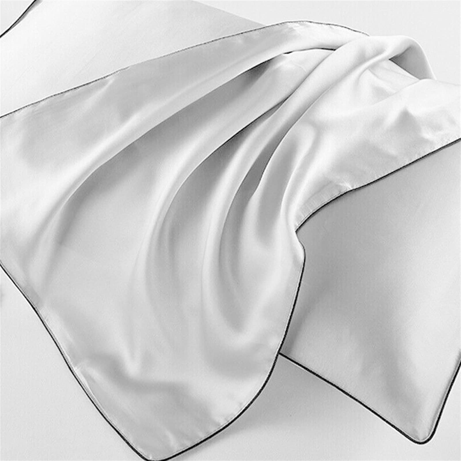 Fundas de Almohada de satén con Cremallera， Funda de Almohada Envelope Pure Multicolor 48x74cm Funda de Almohada(Light Grey)