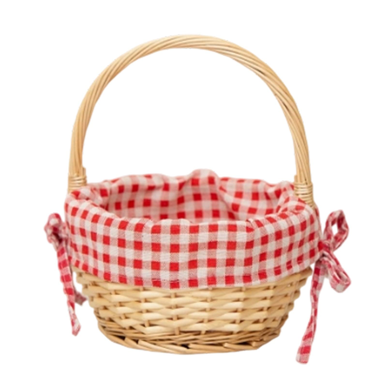 Handcrafted Woven Willow Basket, Wicker Basket with Handle,Flower Basket(C)