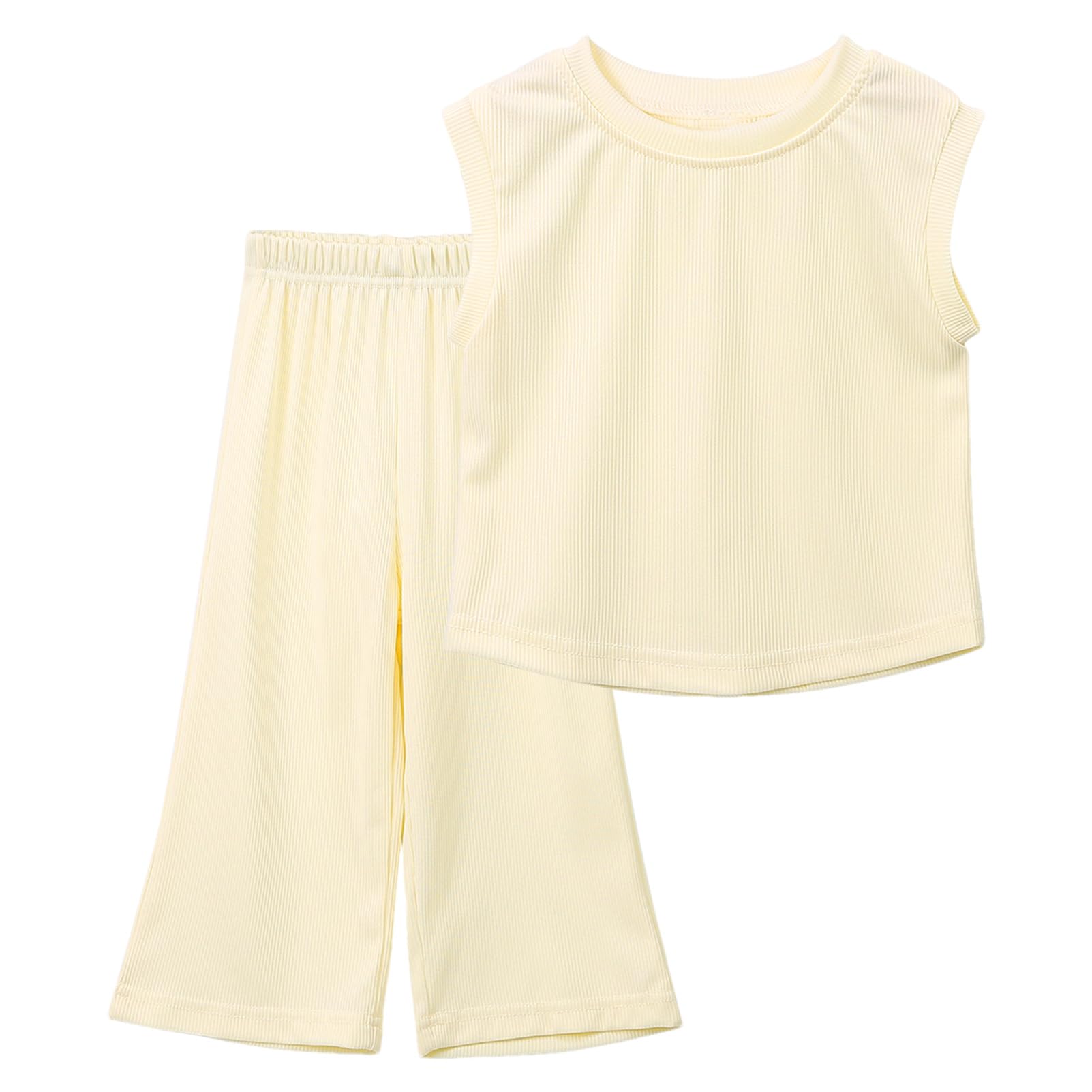 amropi Niña Verano Chándal Camiseta de Sin Mangas y Pantalones Ancho 2 Piezas Conjunto de Ropa para 1-10 años