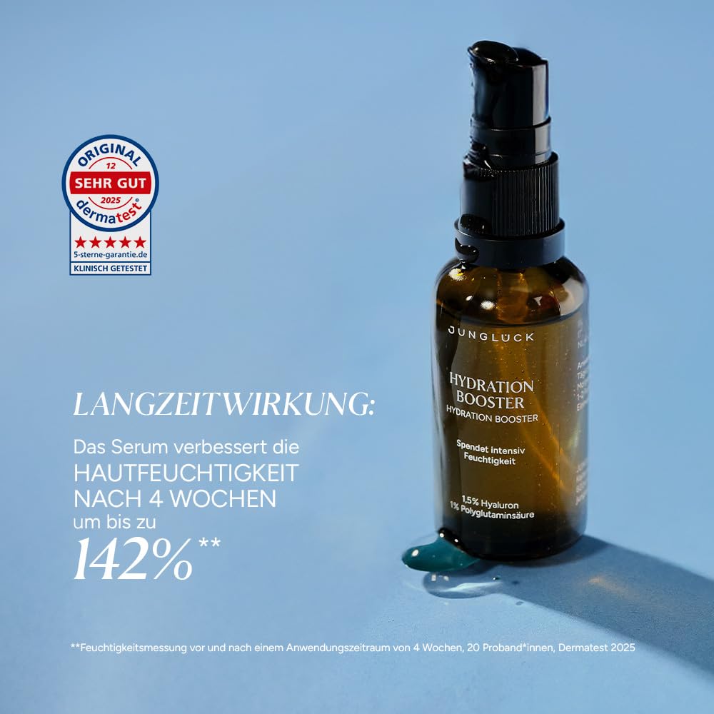 JUNGLÜCK Set Starke Trockenheit reduzieren | Reinigungsmilch 100ml + Hydration Booster 30ml + Hyaluron Creme Reichhaltig 50ml