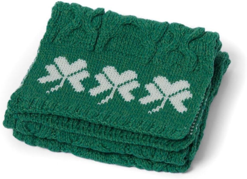 Shamrock Wool Scarf, 100% Merino Wool, Aran Knit Pattern, Made in Ireland